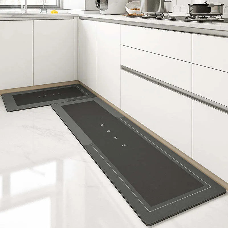 Blended material floor mat in blue colour with oval shape on bathroom floor