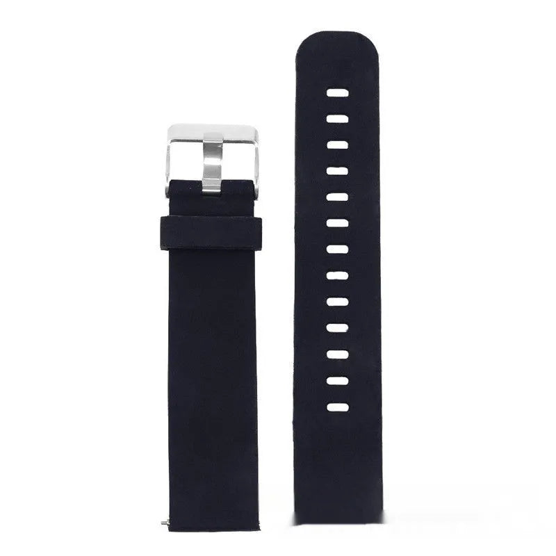 Solid colour silicone replacement watch strap for Garmin Forerunner 245, showing straight buckle.