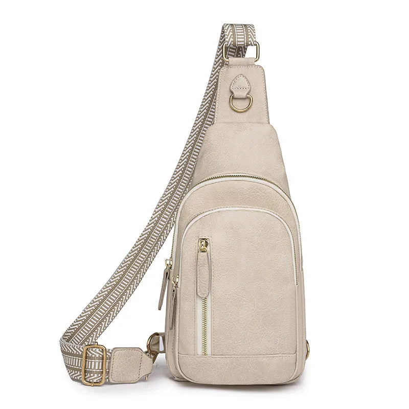 Soft PU leather women's crossbody messenger bag in street style with open pocket