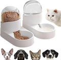 White automatic cat feeder and water dispenser set with 2 litre capacity gravity system