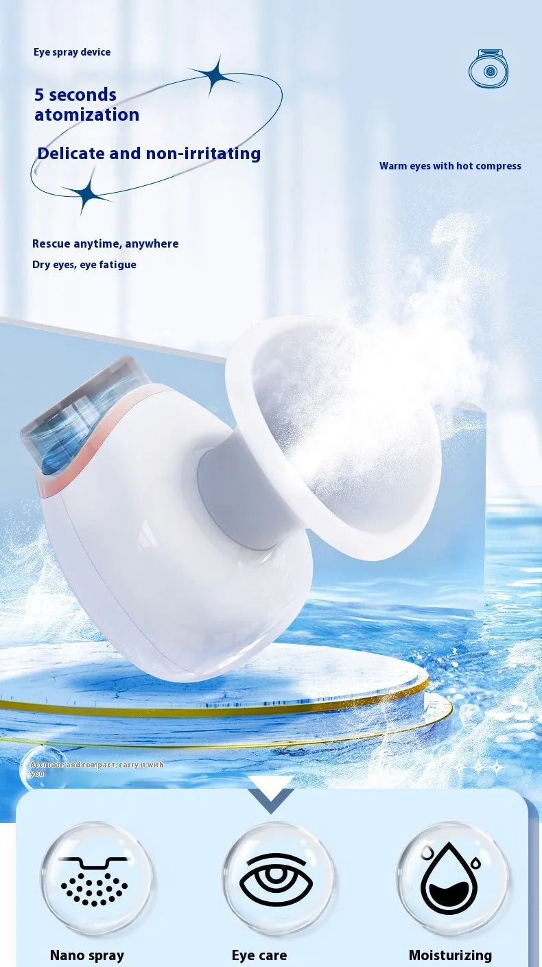 White portable eye humidifier with lithium battery power and charging cable