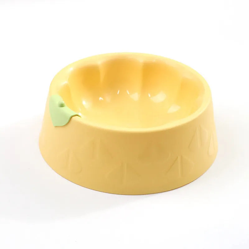 Green flower-shaped plastic pet bowl for cat or small dog food and water