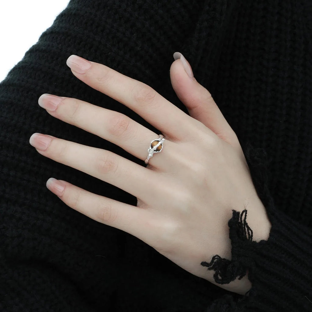 Women's adjustable Saturn open ring silver white gold colour electroplated jewellery
