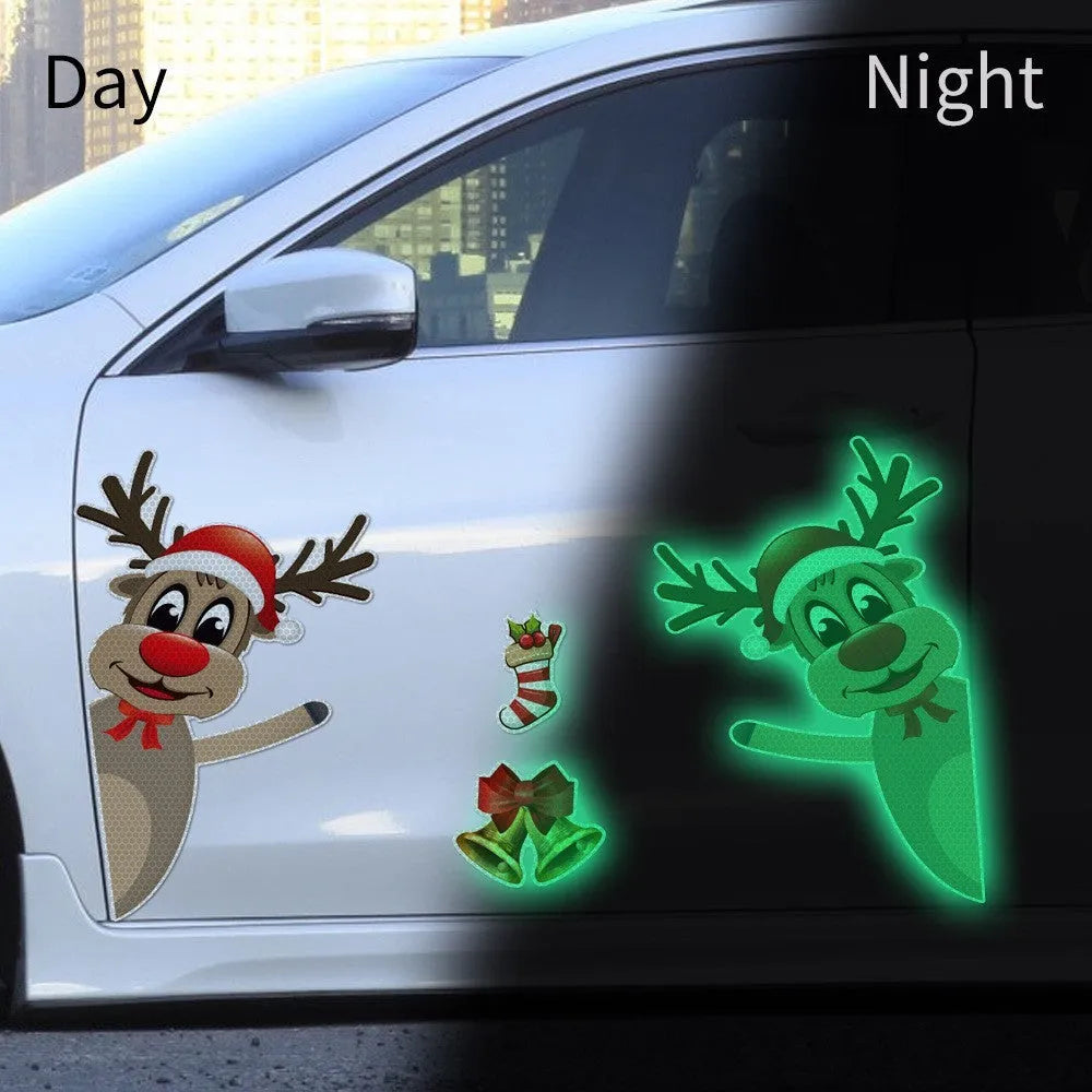 Christmas elk bell magnetic bumper stickers with reflective luminous properties in YFC002 colour