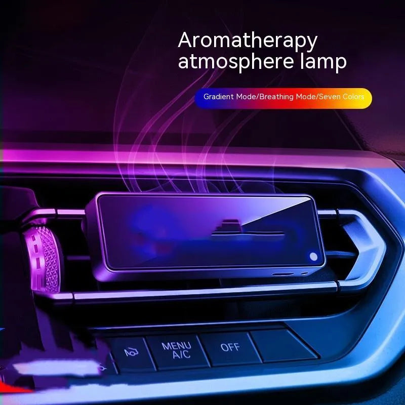 Black automobile air outlet ambience light with LED and perfume deodorant function