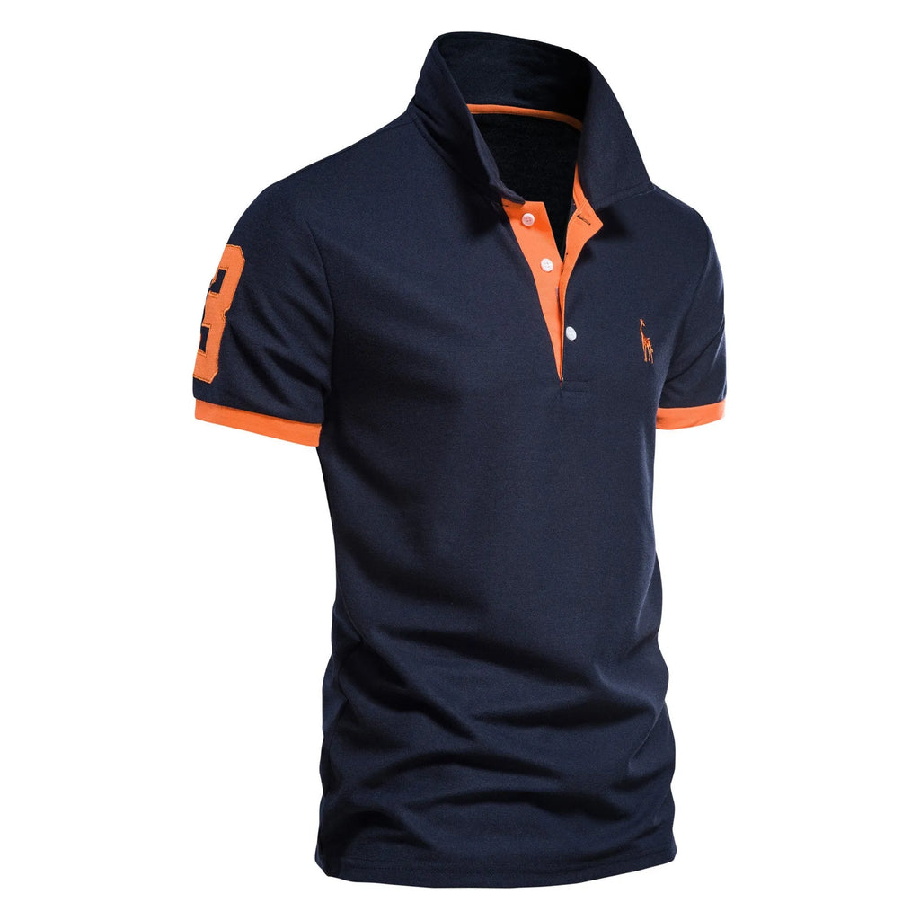 Men's slim fit short sleeve T-shirt with embroidered deer design in various colours