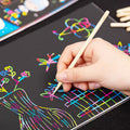 Scratch art tool kit with scraper pen, repair solution, brush, and bamboo sticks for detailed artwork