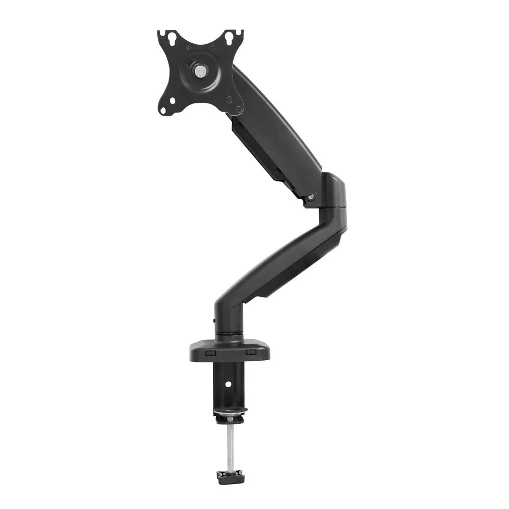 Black rotating telescopic LCD screen bracket on table with elevated display