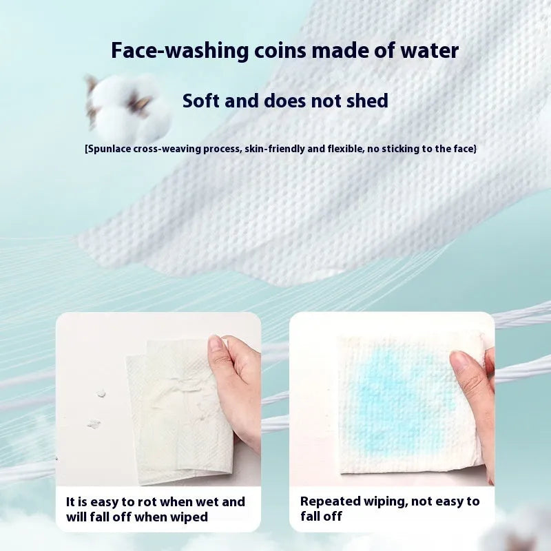 Disposable hanging roll of 100 soft face cloths made from viscose and polyester blend