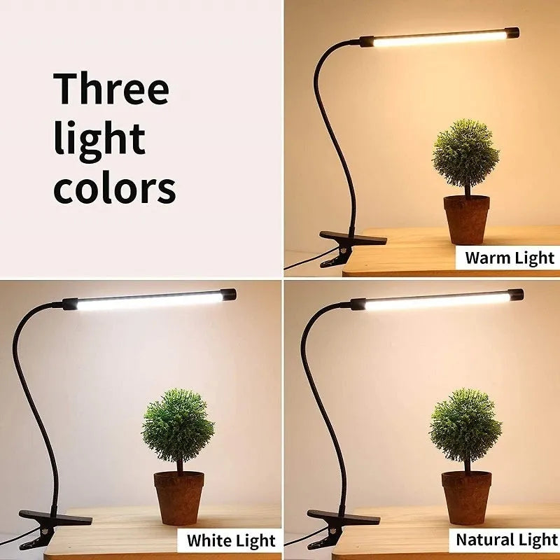 Black and white 26cm USB-powered LED desk lamp for student study use