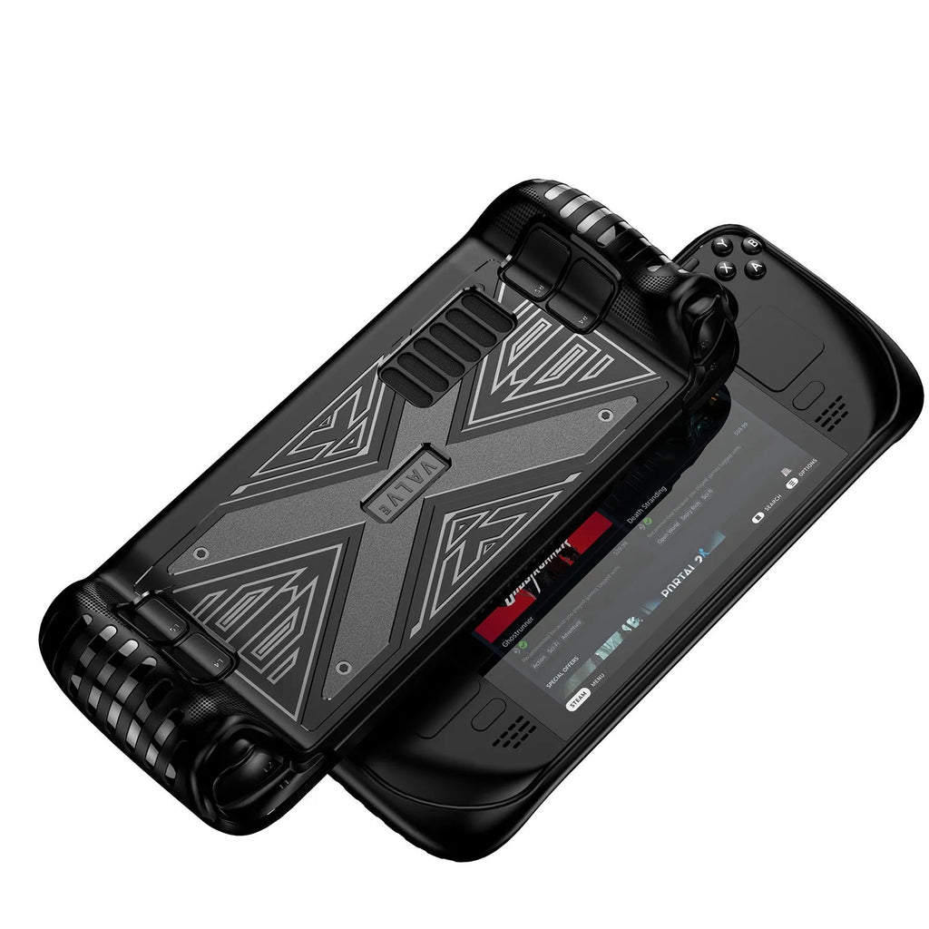 Red, blue and black TPU silicone protective cases for game consoles including Steam Deck compatibility