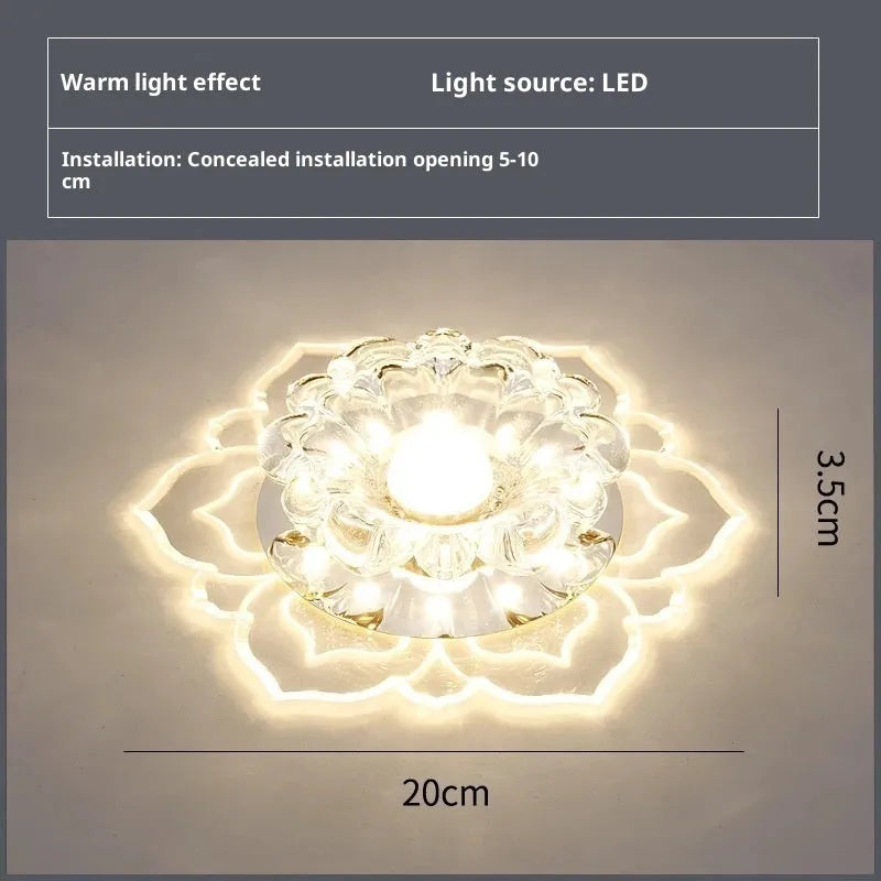 Modern minimalist round crystal ceiling lamp for corridor with 11W colourful light options