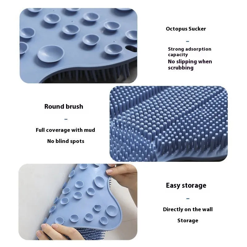 Silicone bath massage cushion measuring 31x32 cm in blue colour for back scrubbing
