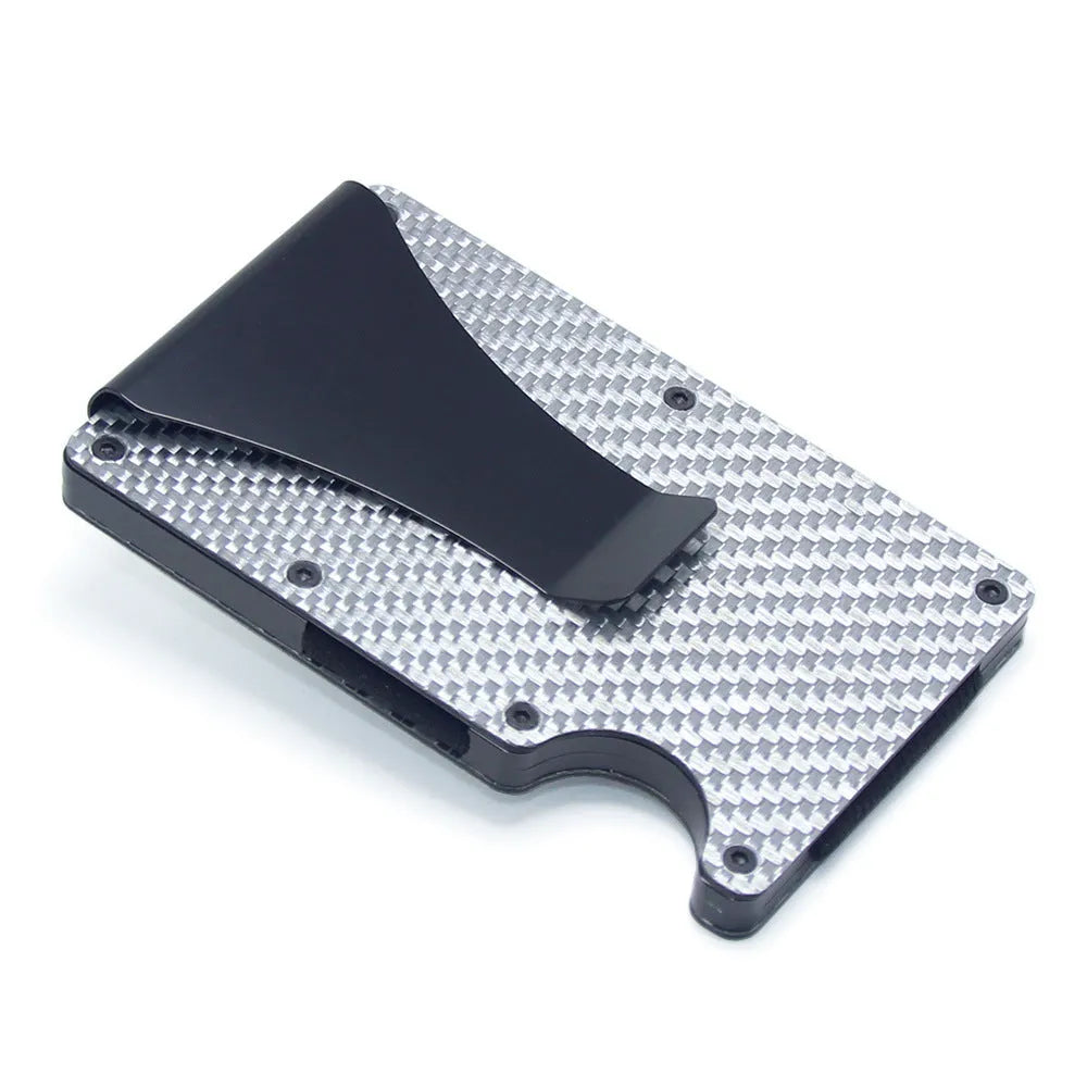 Carbon fibre wallet card holder in multiple colours with 8mm thickness holding bank cards