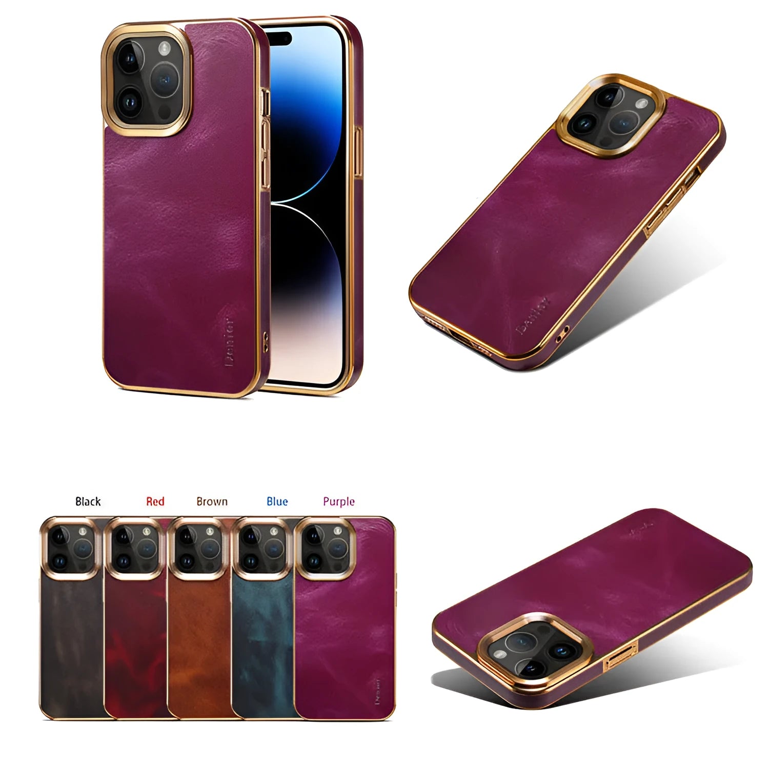 Handmade vintage leather phone case for iPhone with 360 degree protection