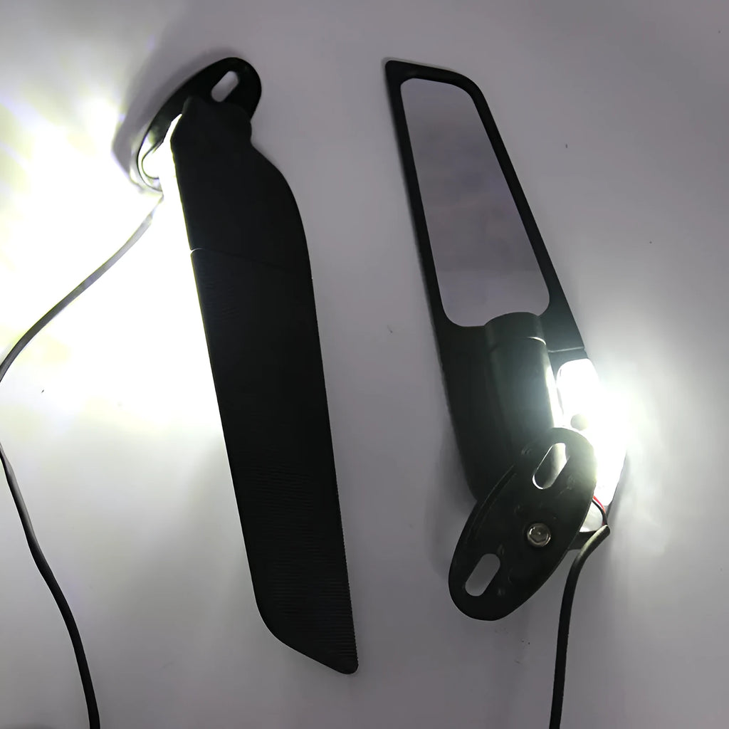 Motorcycle spoiler rearview mirror with convex lens and yellow light made from aluminium alloy