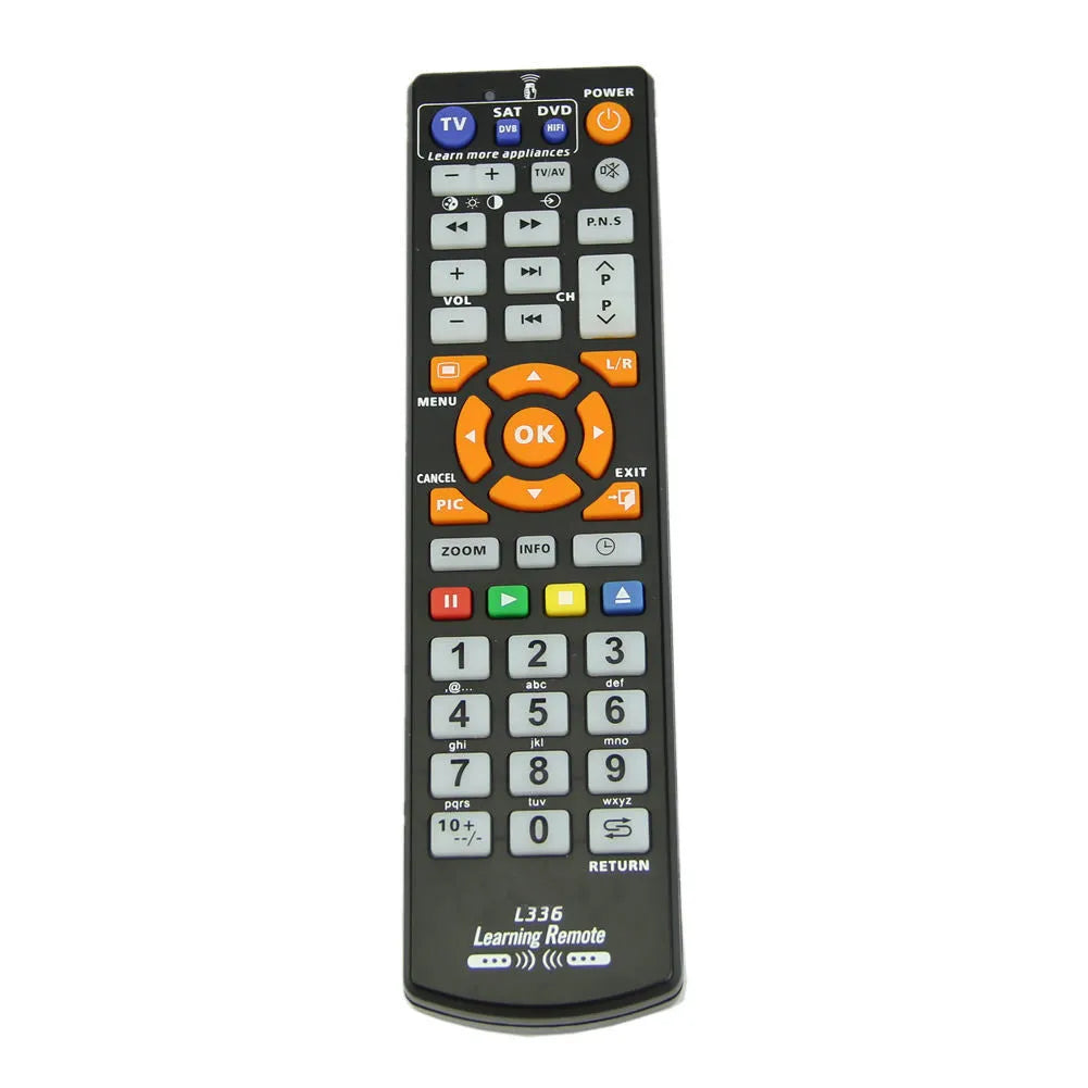 Black L336 learning remote control with full-key layout for universal device programming