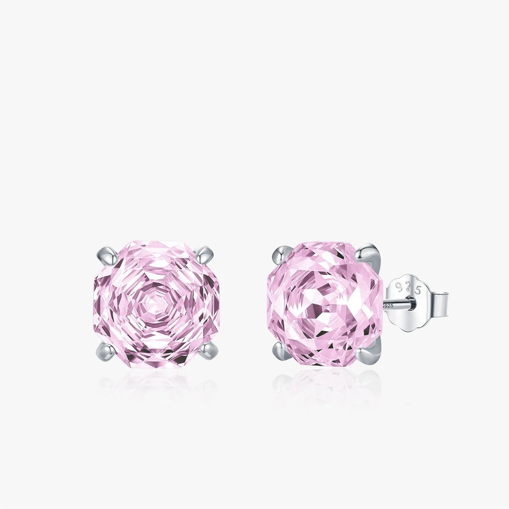 S925 sterling silver rose stud earrings with flower shape in 6mm and 8mm sizes