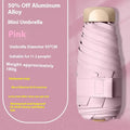 Compact five-fold umbrella with alloy frame in multiple colour options including black, blue and pink