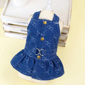 Denim princess dress for small dog in bracket-skirt style, spring and autumn thin design
