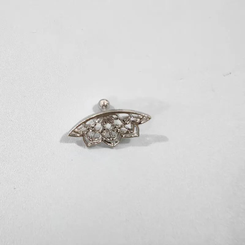 Spider web geometric mesh stud earrings in electroplated gold or silver metal
