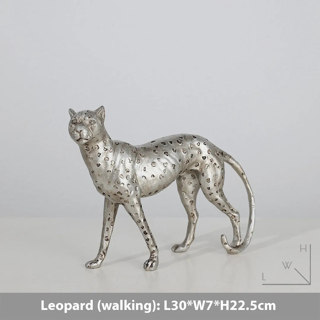Leopard resin home ornament in American Leopard colour in large, small, and walking posture styles