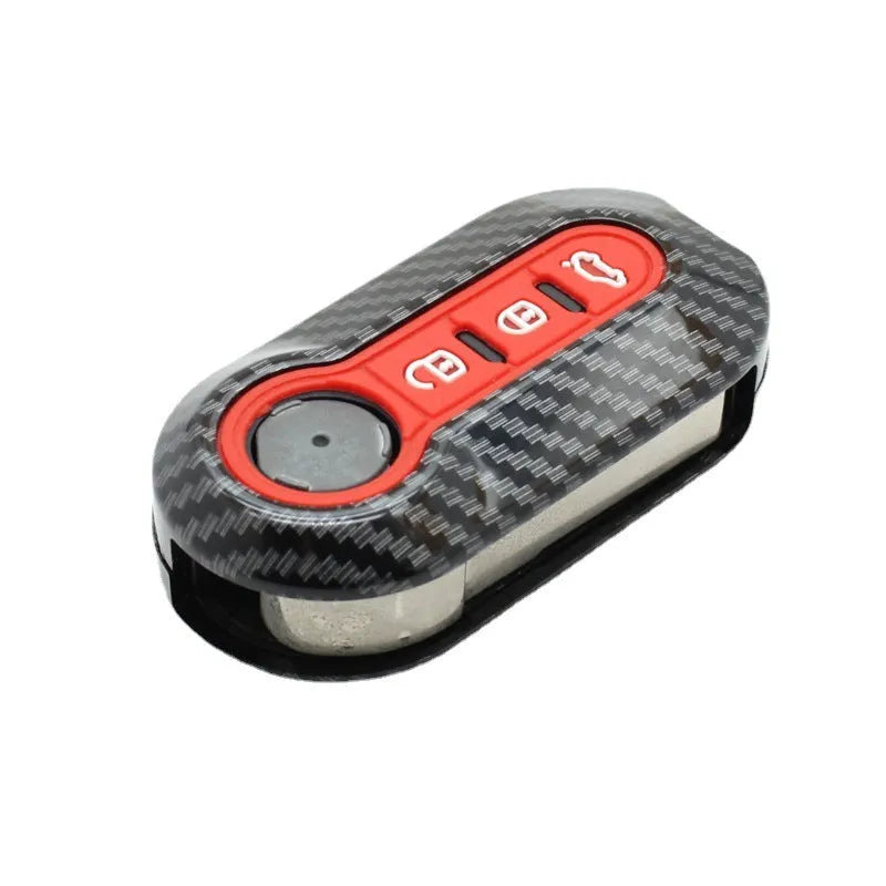 Fiat 500 Boyue Ottimo Viaggio car remote key replacement shell in black, red, and dark blue colours.