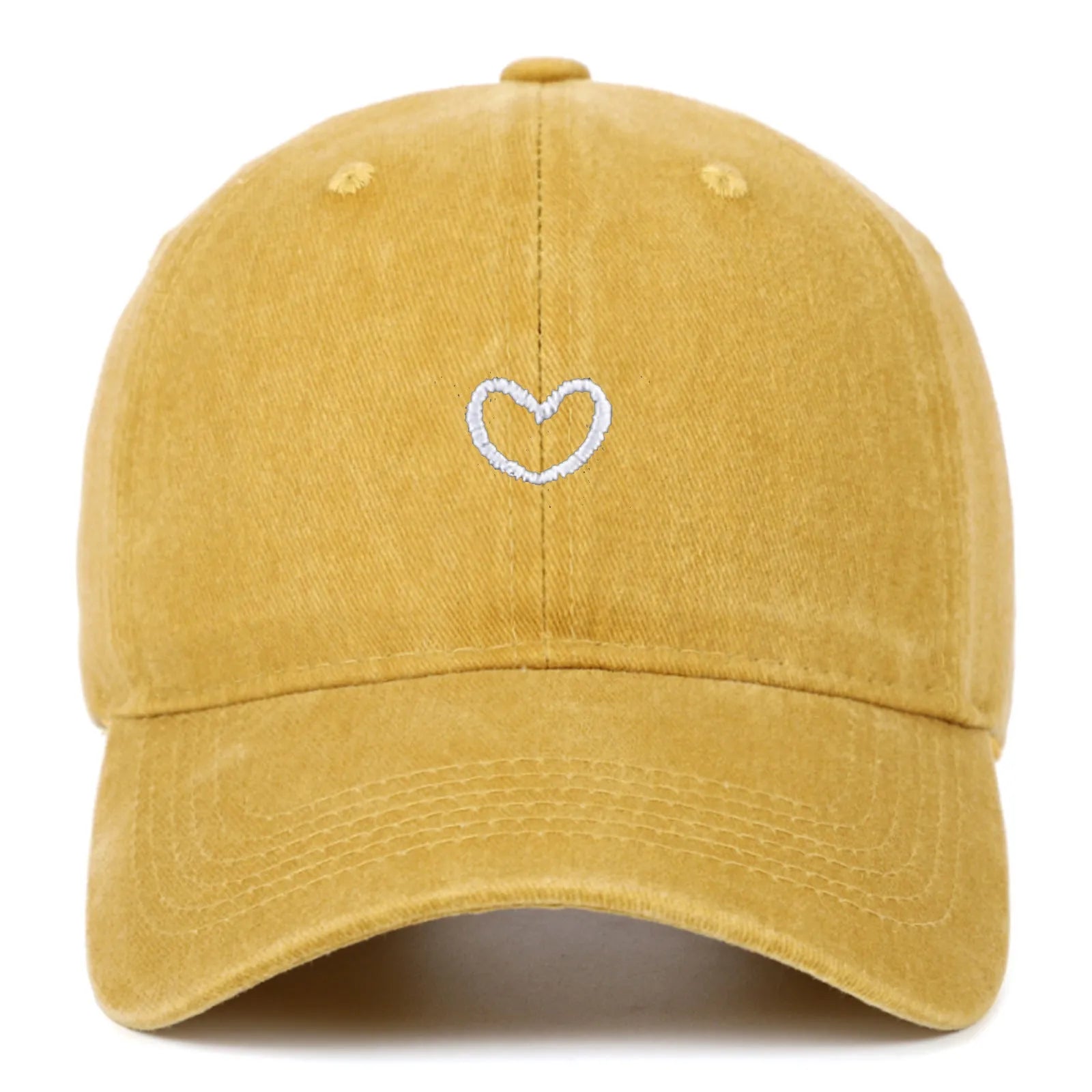 Retro embroidered cotton baseball cap with adjustable sizing in various colours