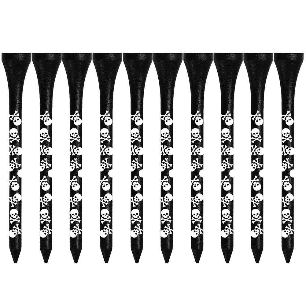 Black skull print bamboo golf dowel pins in 70mm and 83mm lengths