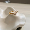 Golden stainless steel ring showing heart shape and oval style options for women in multiple sizes