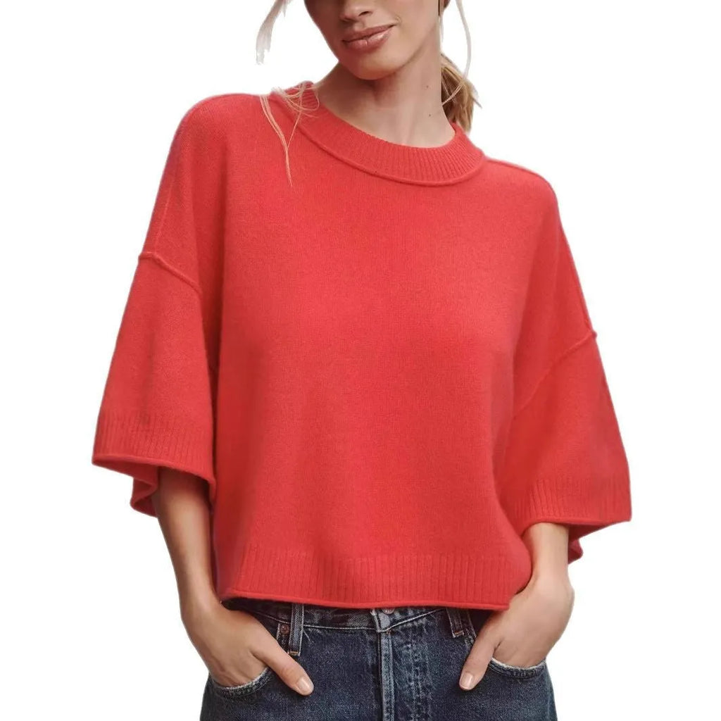 Red viscose fibre Hot Girl style t-shirt with exposed navel design on a mannequin