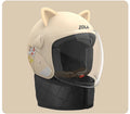Winter electric bicycle helmet with anti-fog visor and attached detachable scarf in blue colour.
