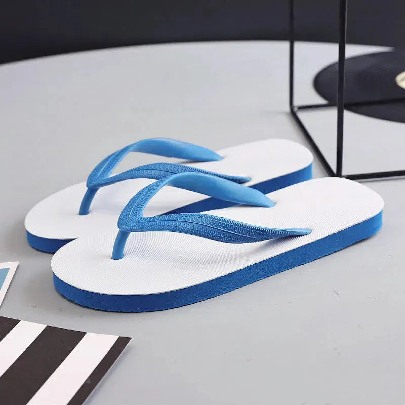 Rubber flip-flops with non-slip soles and fish label design in four colour options