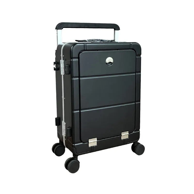 20-inch front opening suitcase with wet dry separation compartments and universal spinner wheels