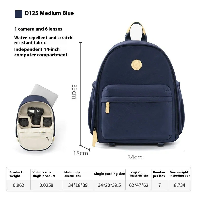 Polyester shoulder camera bag with detachable iPad compartment in black colour with curve belt strap