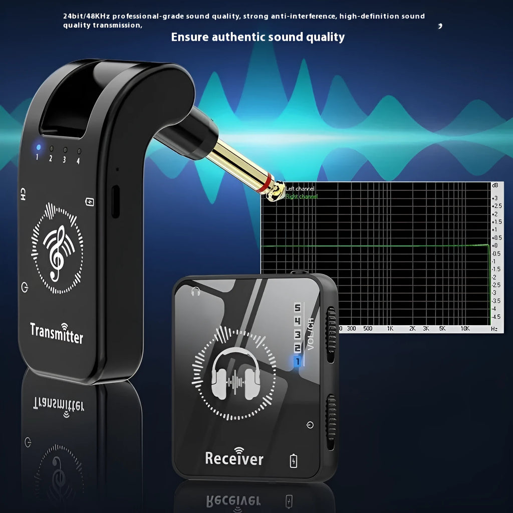 Black ABS earphone monitor transceiver system set with transmitter receiver cables