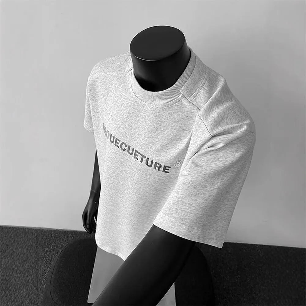 Men's oversized cotton t-shirt with letter pattern in light grey colour