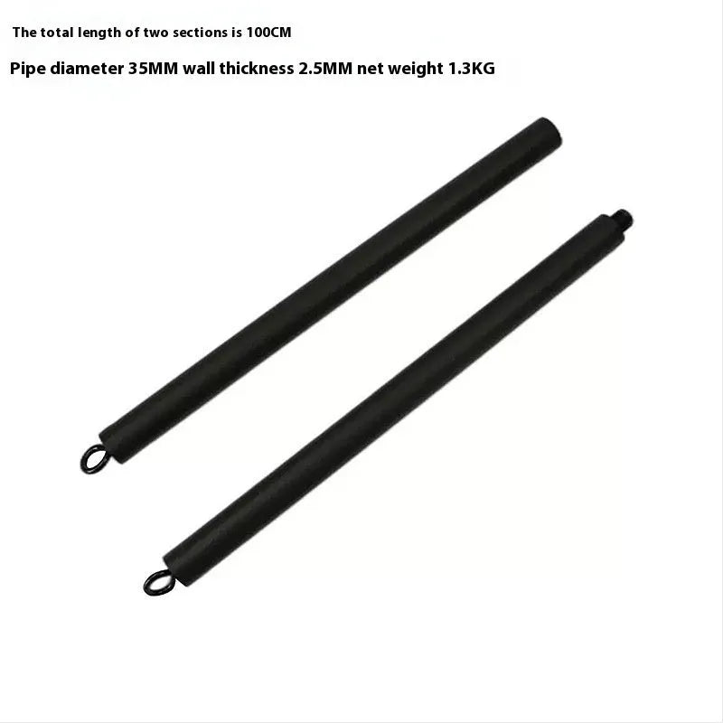 A two-segment push-and-pull fitness rod for yoga and pilates exercises.