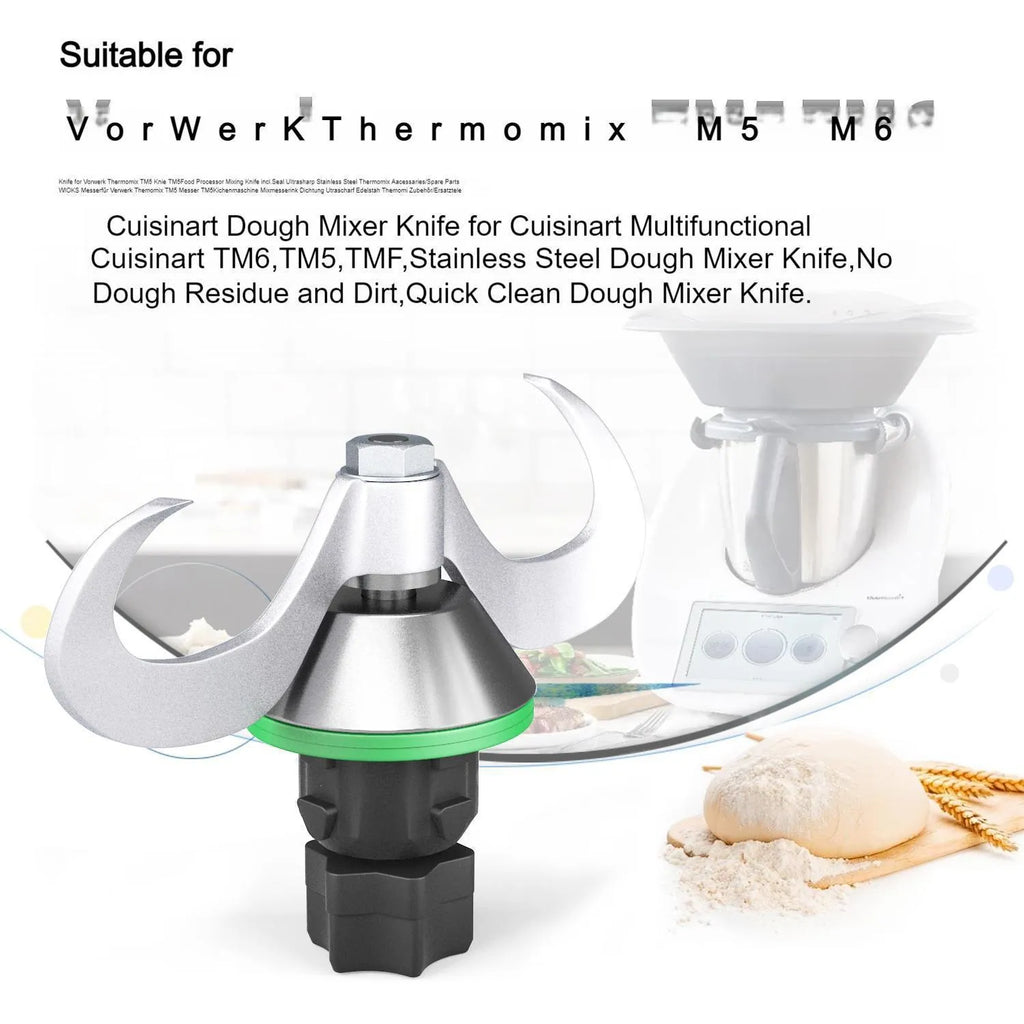 Ceramic dough knife with stainless steel attachment for Thermomix TM6 and TM5 machines