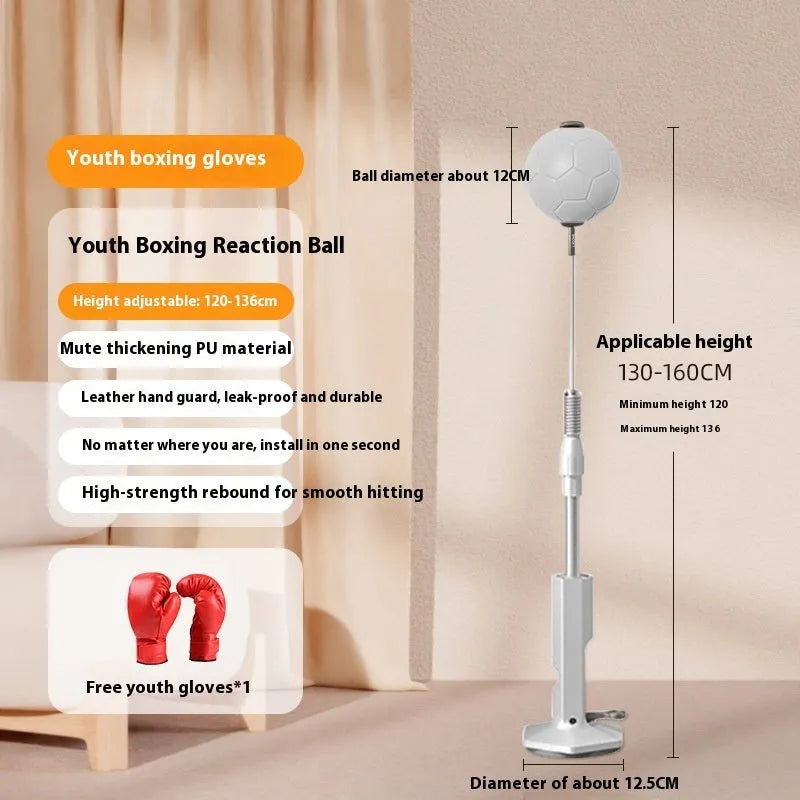 Vertical boxing reaction speed ball with roly-poly sandbag and focus mitts in orange and grey colour options