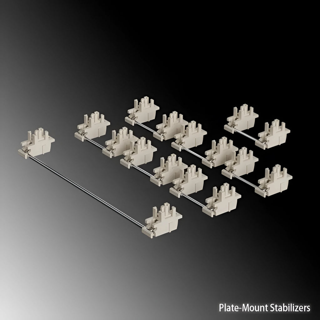Keyboard shaft mechanical keyboard stabiliser accessories in black and milky white colours