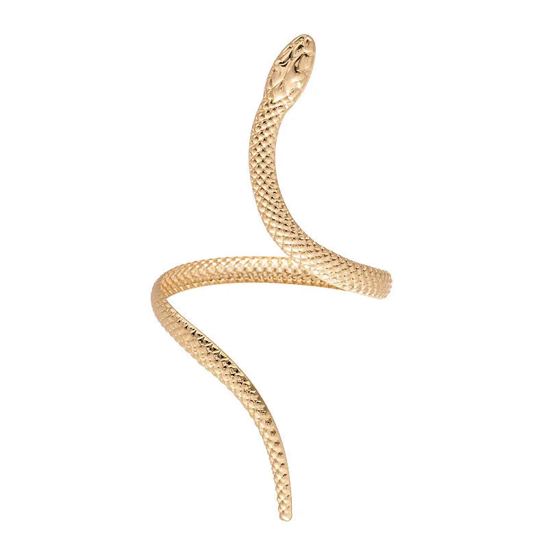 Snake-inspired ring and bracelet set with exaggerated twisted winding design in electroplated metal