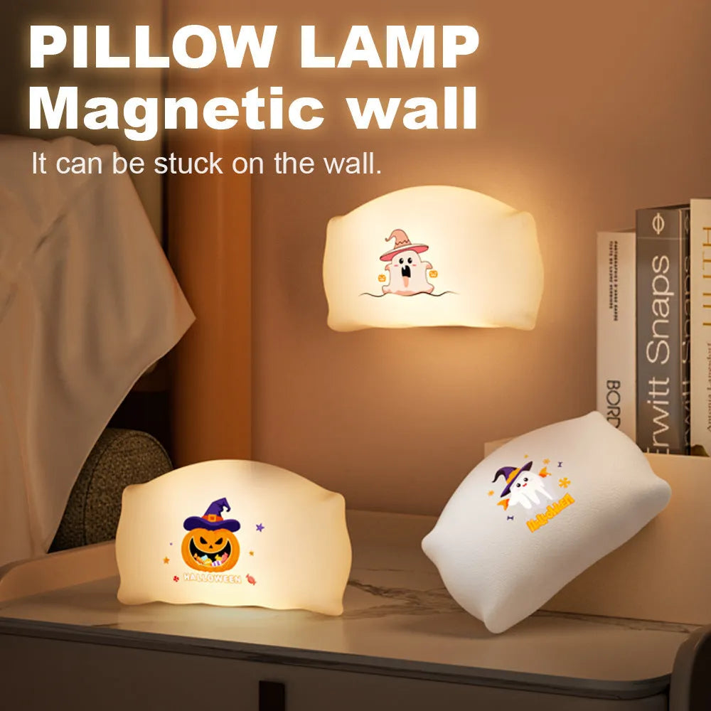Cartoon Halloween doll table lamp in Magic Ghost or Pumpkin Ghost colour, showing USB Type-C port.