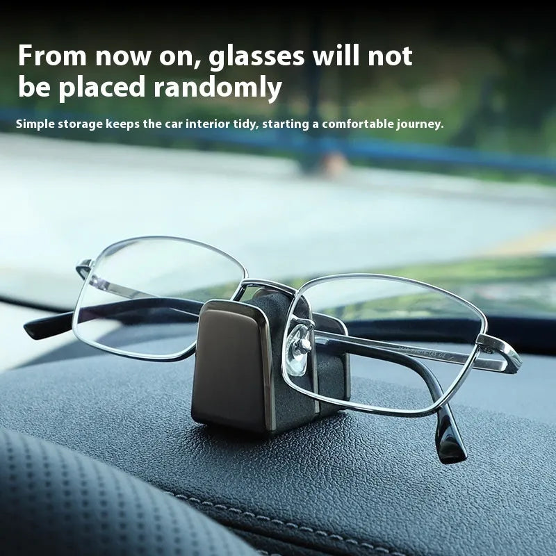 Zinc alloy and leather car dashboard clip for holding sunglasses, in black colour