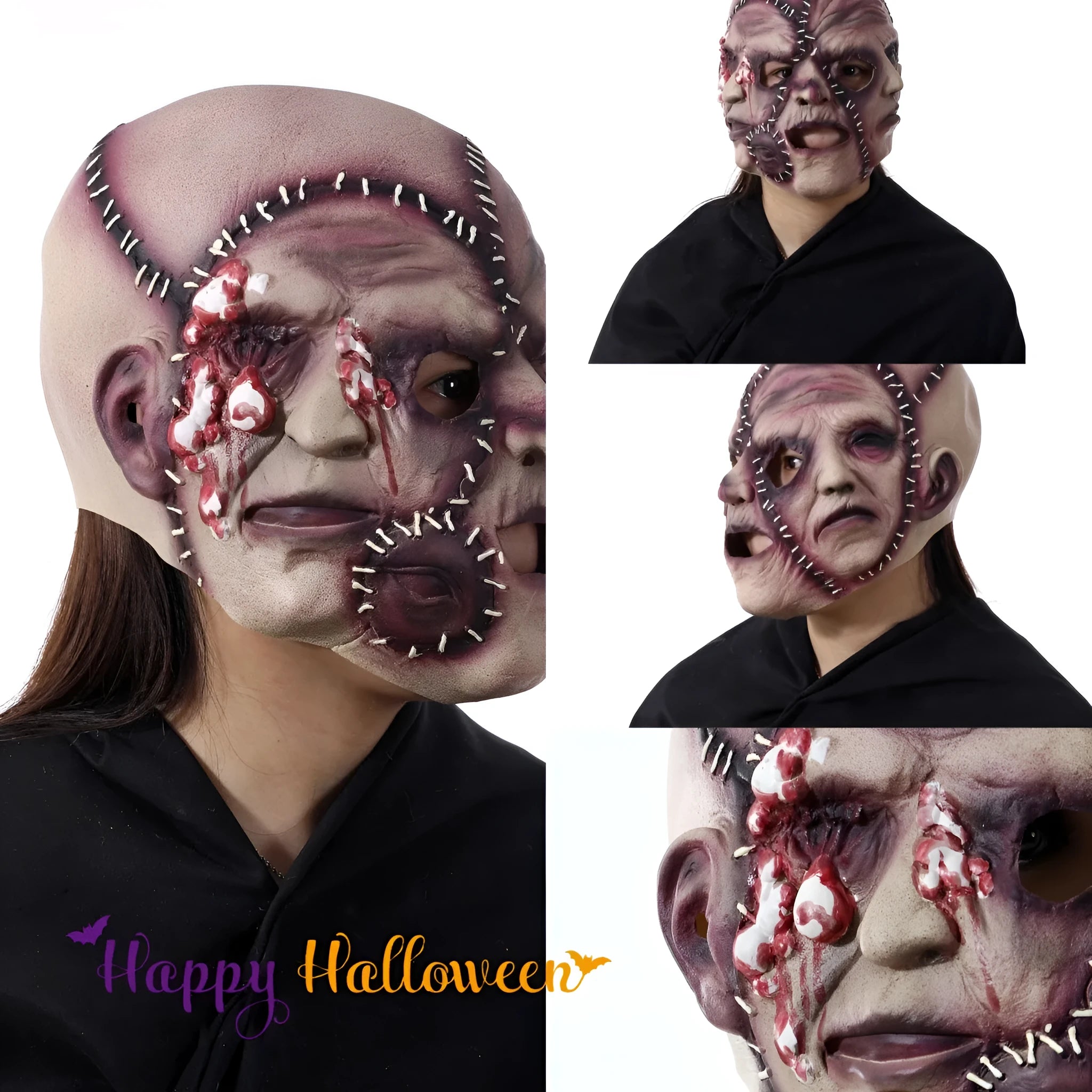 Three-sided grimace horror mask in natural latex for Halloween cosplay