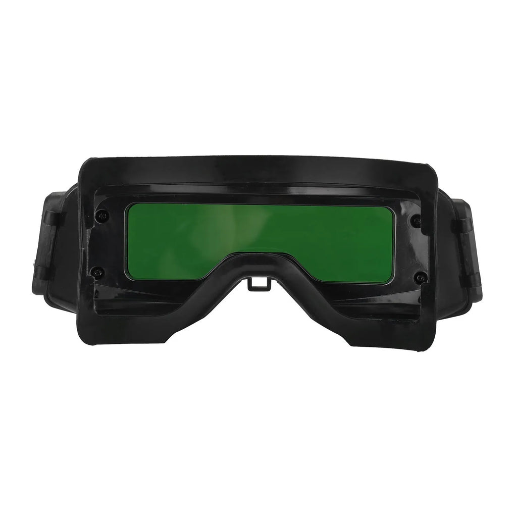 Black automatic darkening welding glasses with a large rectangular lens for arc welding protection.