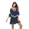 Crocheted ethnic style sun protection beach cover-up for women in apricot colour.