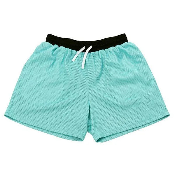 Men's quick-drying mesh shorts in black red green purple blue colours for summer running and fitness
