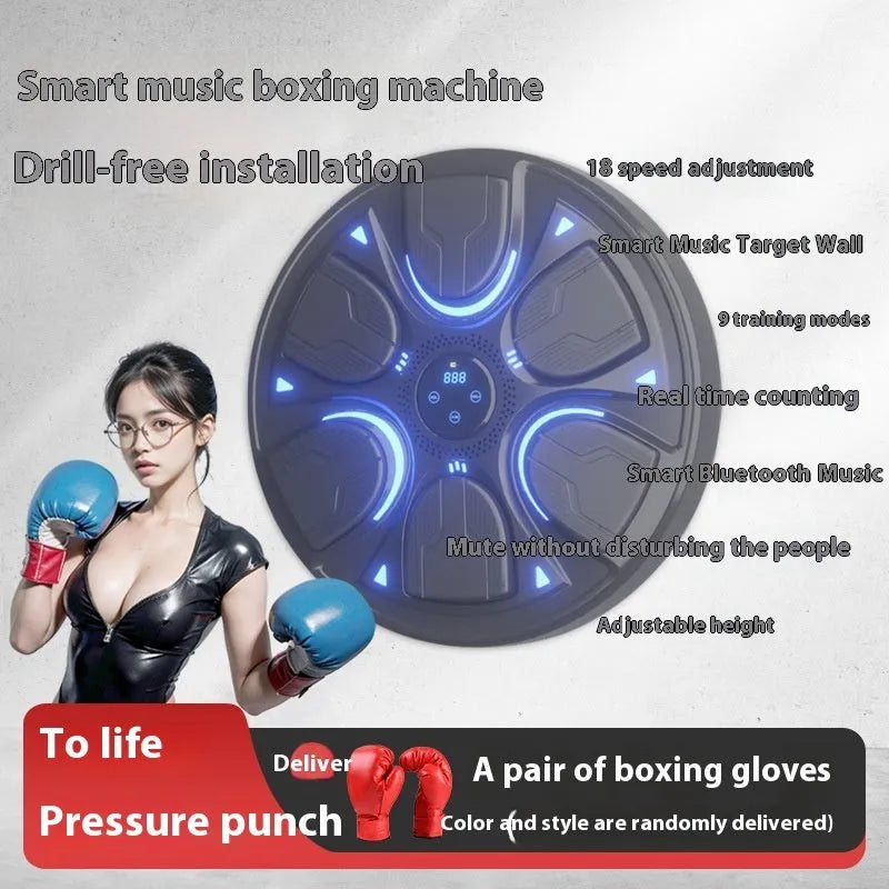 Black leather intelligent music boxing machine wall target for home sanda training