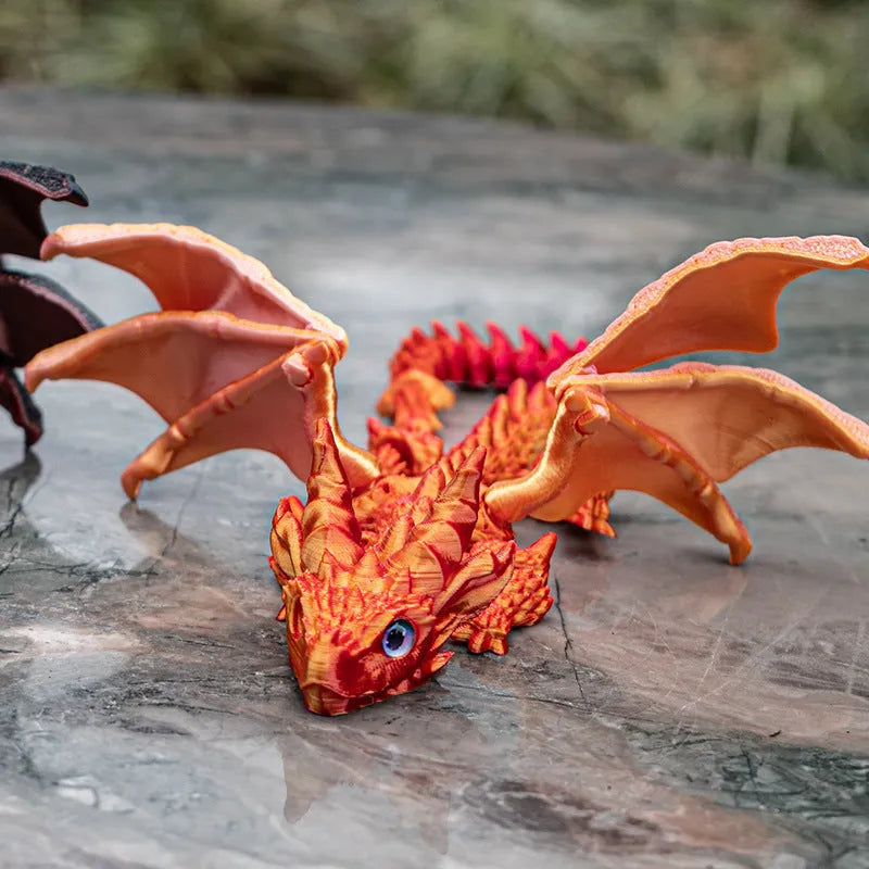 PLA flying dragon wings toy decoration with printed design in multiple colour options